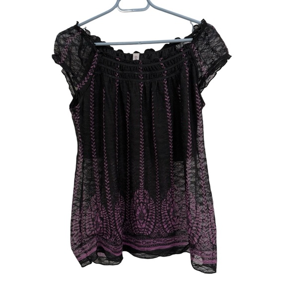 Vintage 90s Gitano Babydoll Shirt Size Large Medium Lace Cut Out - Picture 4 of 6